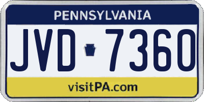 PA license plate JVD7360