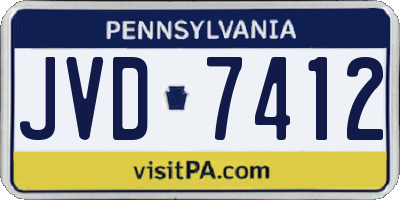 PA license plate JVD7412