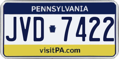 PA license plate JVD7422