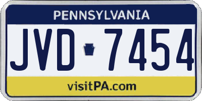 PA license plate JVD7454