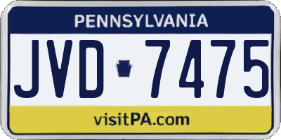 PA license plate JVD7475