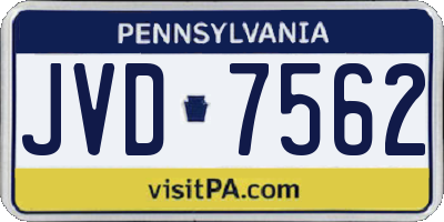 PA license plate JVD7562