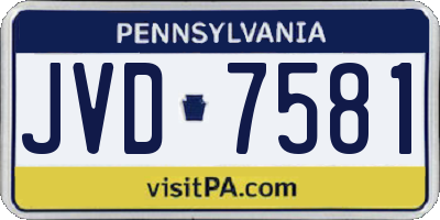 PA license plate JVD7581