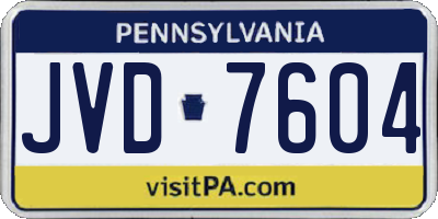 PA license plate JVD7604