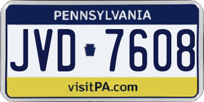 PA license plate JVD7608