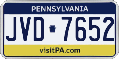 PA license plate JVD7652