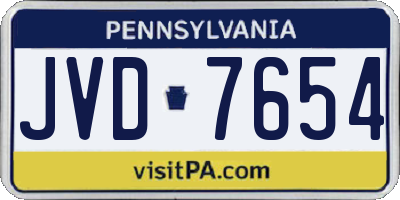 PA license plate JVD7654