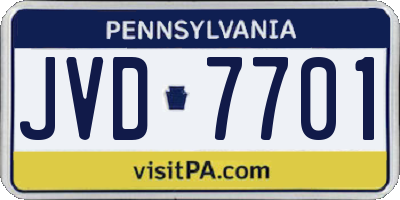 PA license plate JVD7701