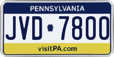 PA license plate JVD7800