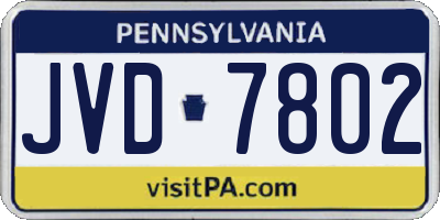 PA license plate JVD7802