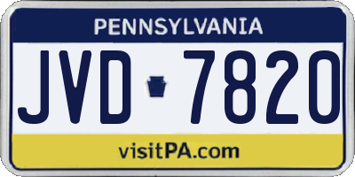 PA license plate JVD7820