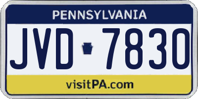 PA license plate JVD7830