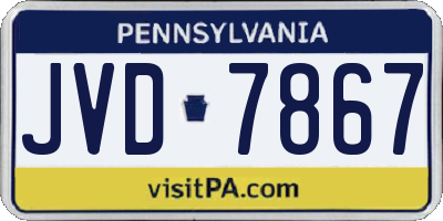 PA license plate JVD7867