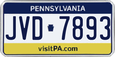 PA license plate JVD7893