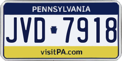 PA license plate JVD7918