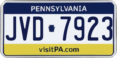 PA license plate JVD7923