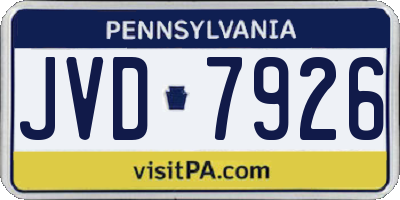 PA license plate JVD7926