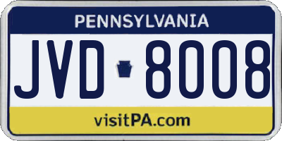 PA license plate JVD8008