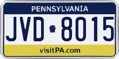 PA license plate JVD8015