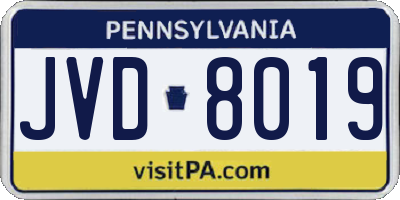 PA license plate JVD8019