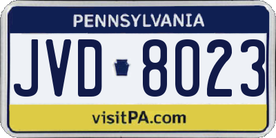 PA license plate JVD8023