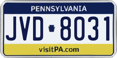 PA license plate JVD8031