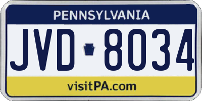 PA license plate JVD8034