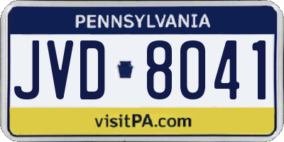 PA license plate JVD8041