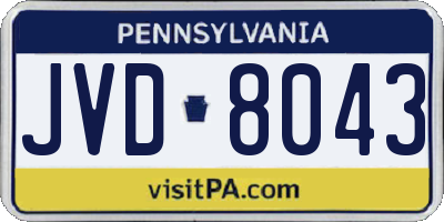 PA license plate JVD8043