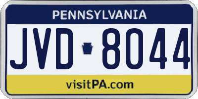 PA license plate JVD8044