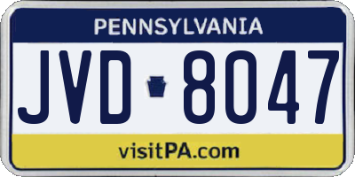 PA license plate JVD8047