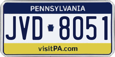 PA license plate JVD8051