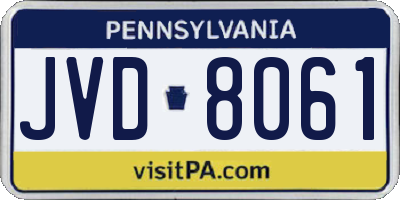 PA license plate JVD8061