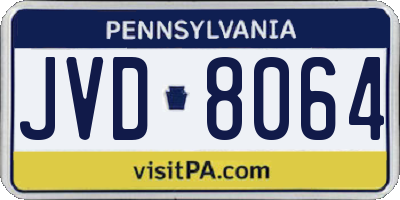 PA license plate JVD8064