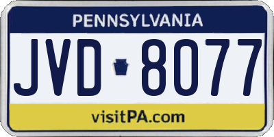 PA license plate JVD8077