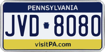 PA license plate JVD8080