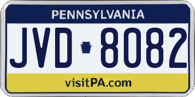 PA license plate JVD8082