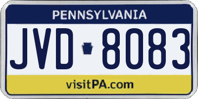 PA license plate JVD8083
