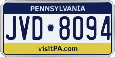 PA license plate JVD8094