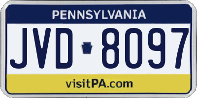 PA license plate JVD8097