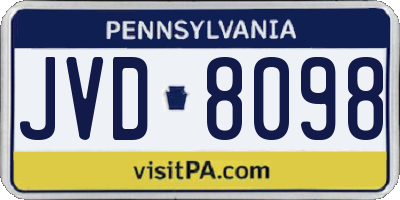 PA license plate JVD8098