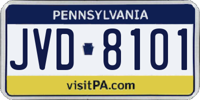PA license plate JVD8101