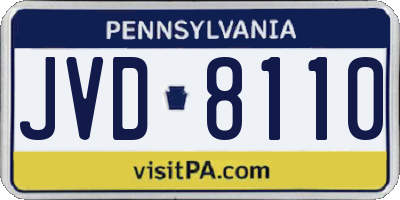 PA license plate JVD8110