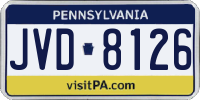 PA license plate JVD8126