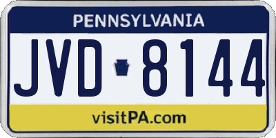 PA license plate JVD8144
