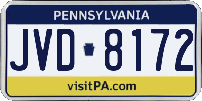 PA license plate JVD8172