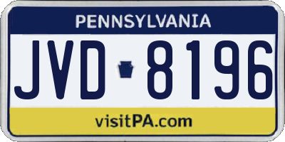 PA license plate JVD8196