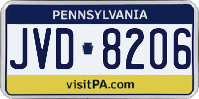 PA license plate JVD8206
