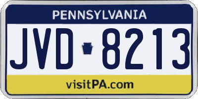 PA license plate JVD8213