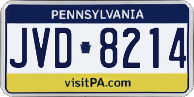 PA license plate JVD8214